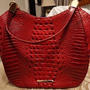 Brahmin Crimson Croc-Embossed Shoulder Bag